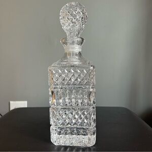 Vintage Crystal Cut Box Shape Liquor Decanter